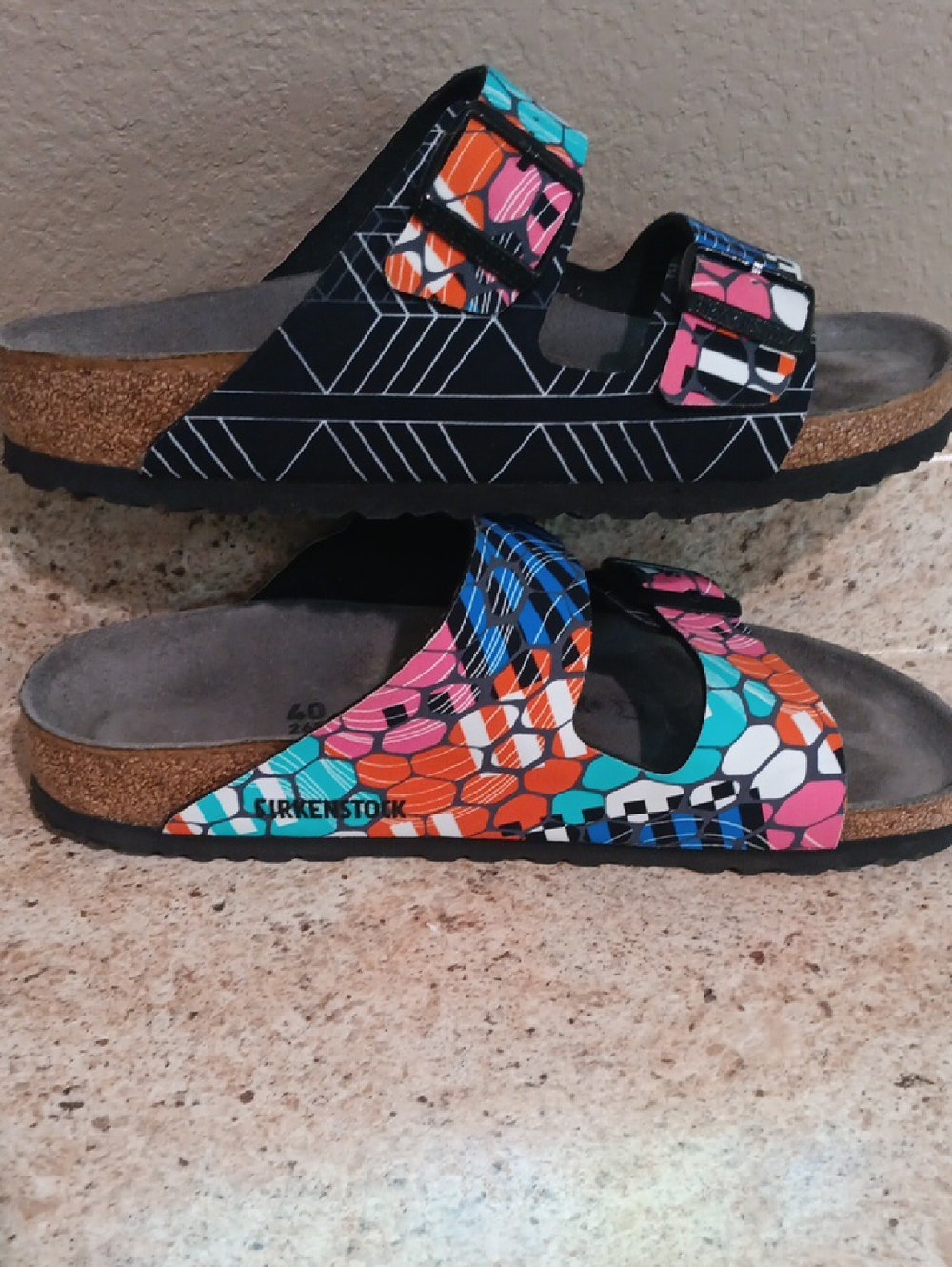 Birkenstock Arizona Sonar Geometric Two-Strap Sandals Size 40 W-9 M-7 - Picture 7 of 8